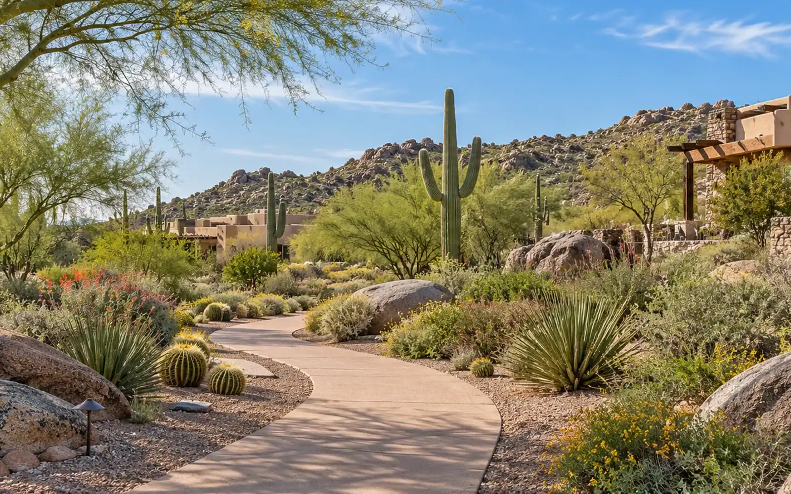 Carefree desert home among granite boulders