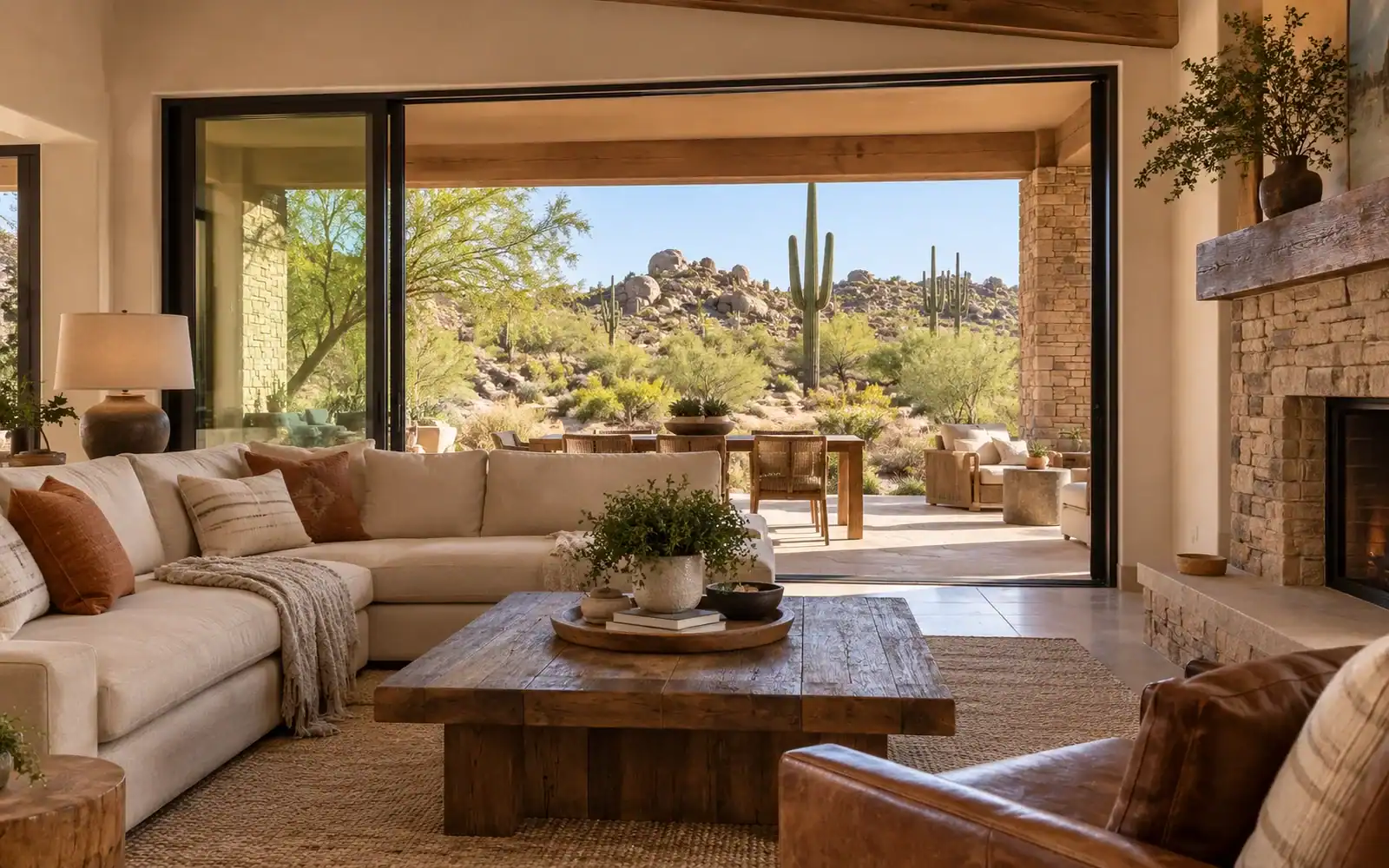 Living room with desert views in a Carefree home
