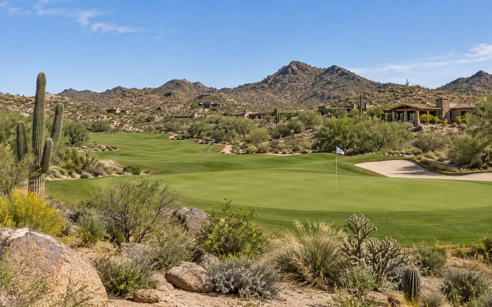 Desert golf course fairway near Cave Creek homes