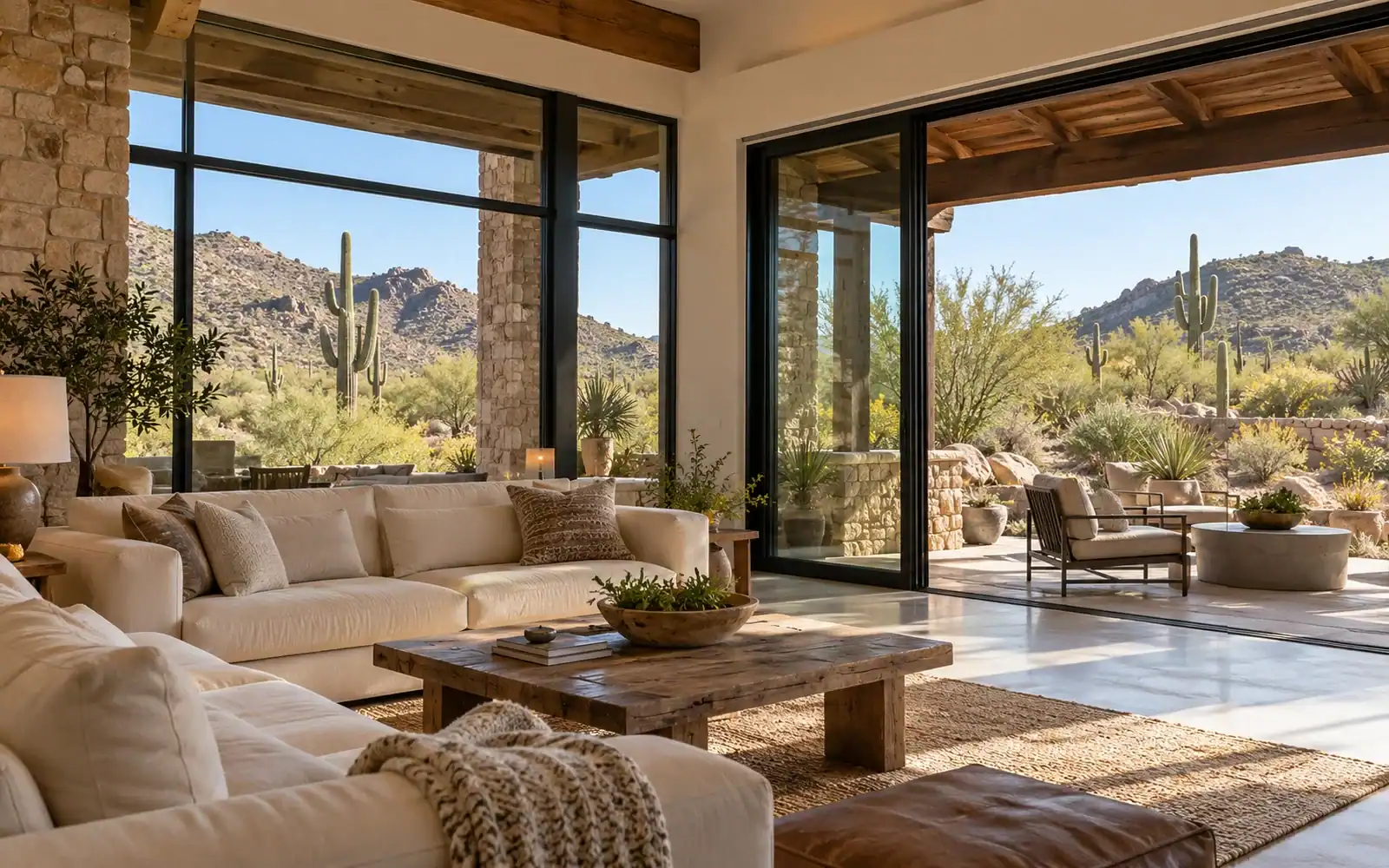 Living room with desert views in a Cave Creek home