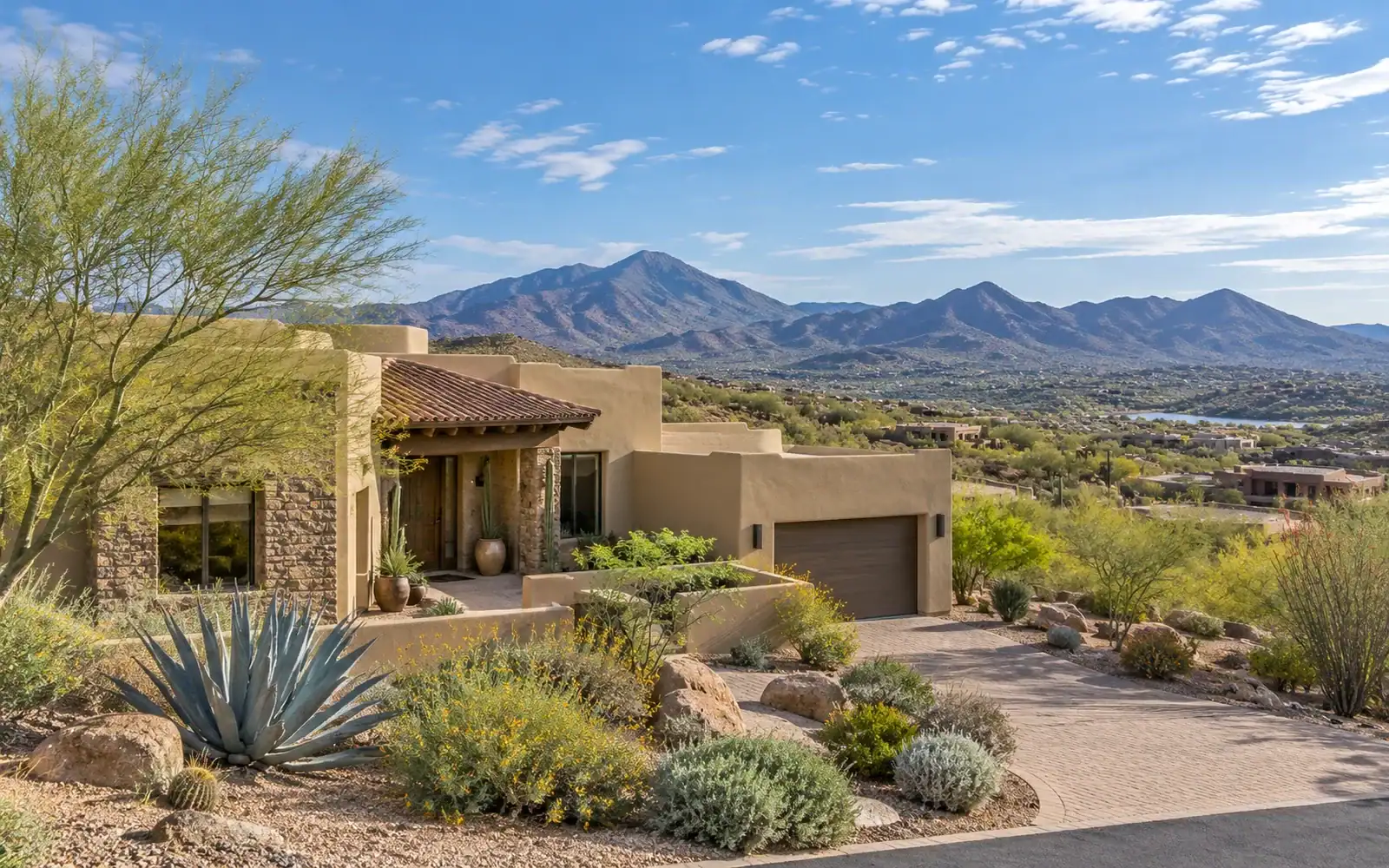 Fountain Hills style custom desert home with mountain views