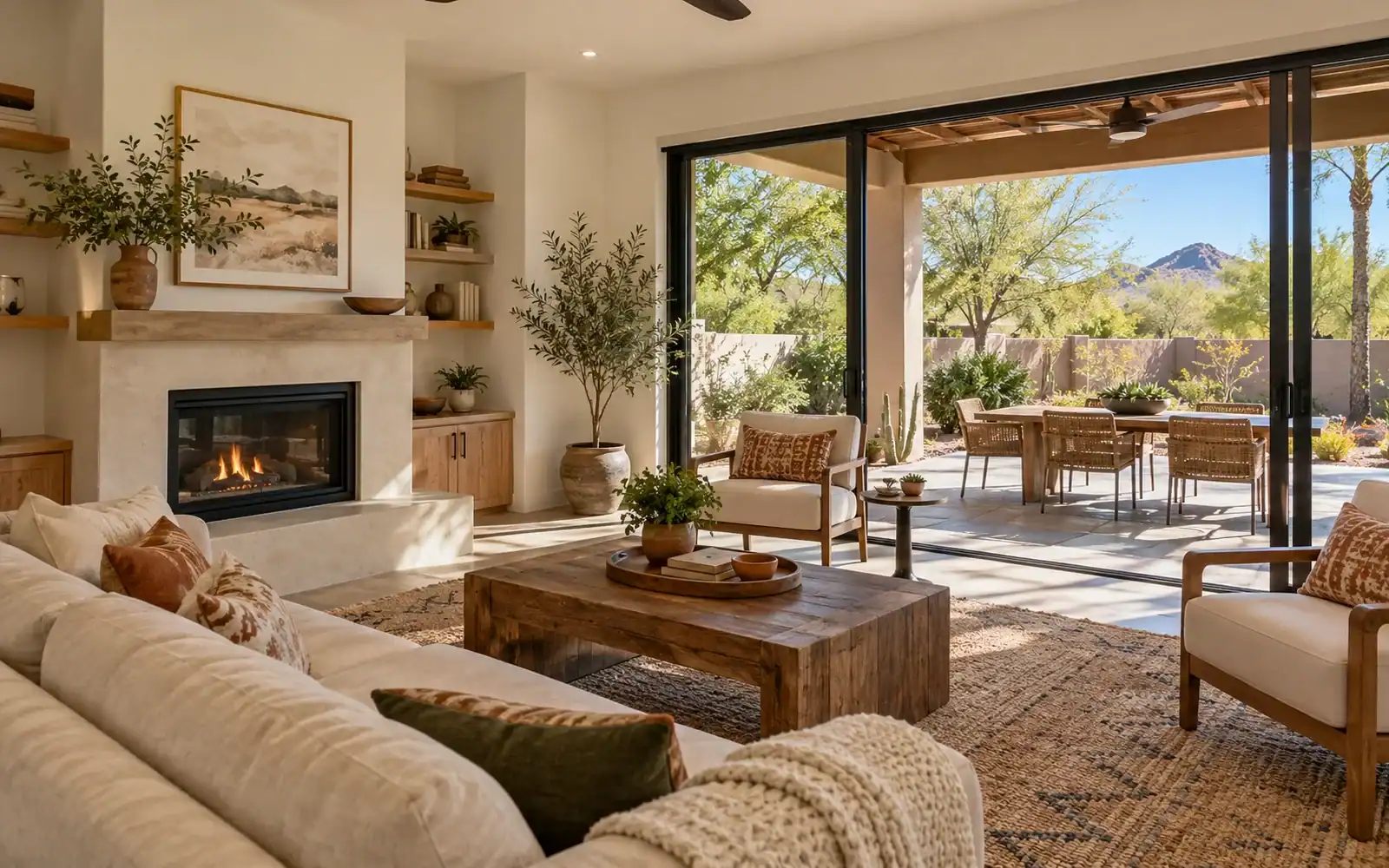Bright Phoenix living room opening to the patio