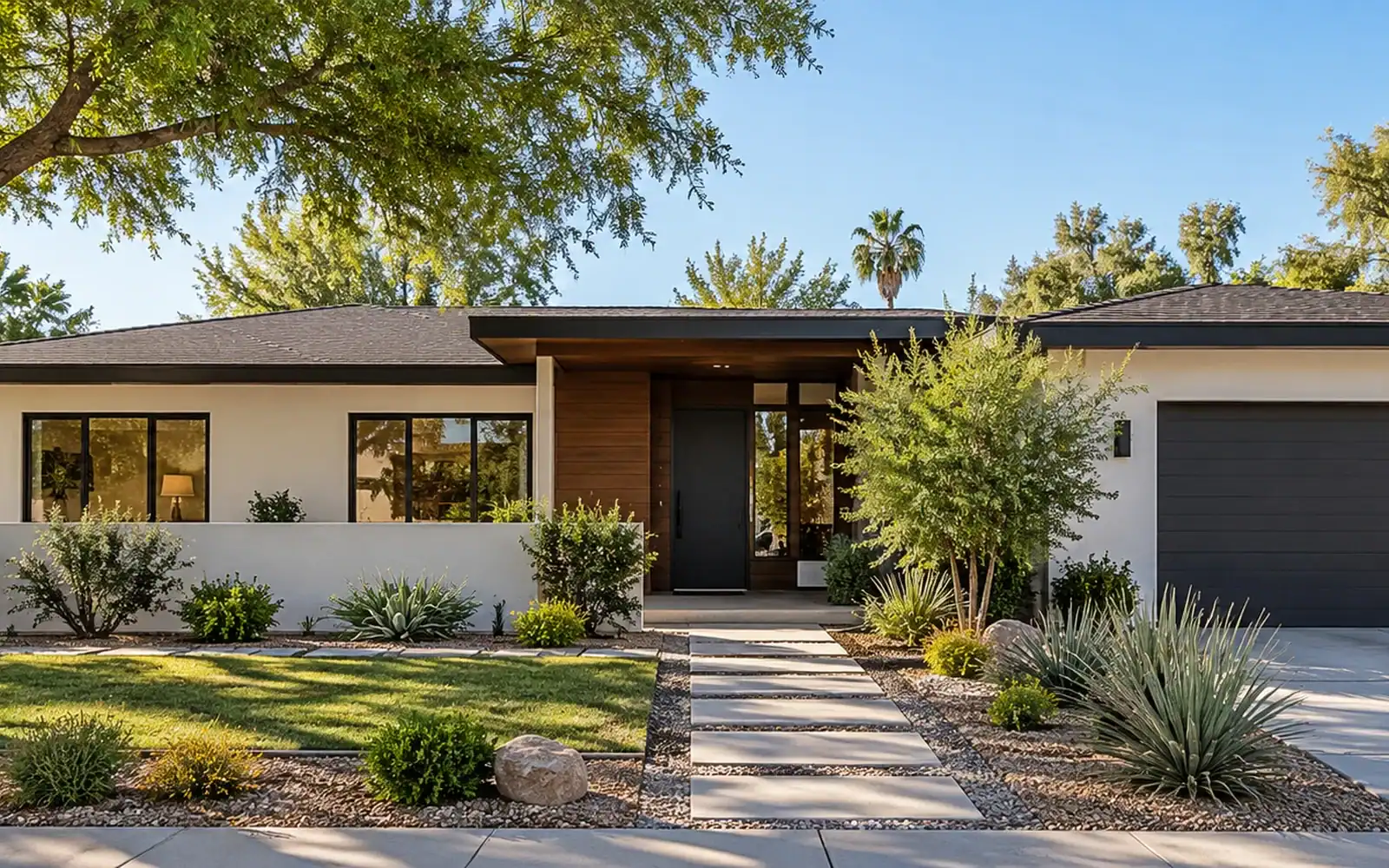 Updated mid-century home in Tempe with desert landscaping
